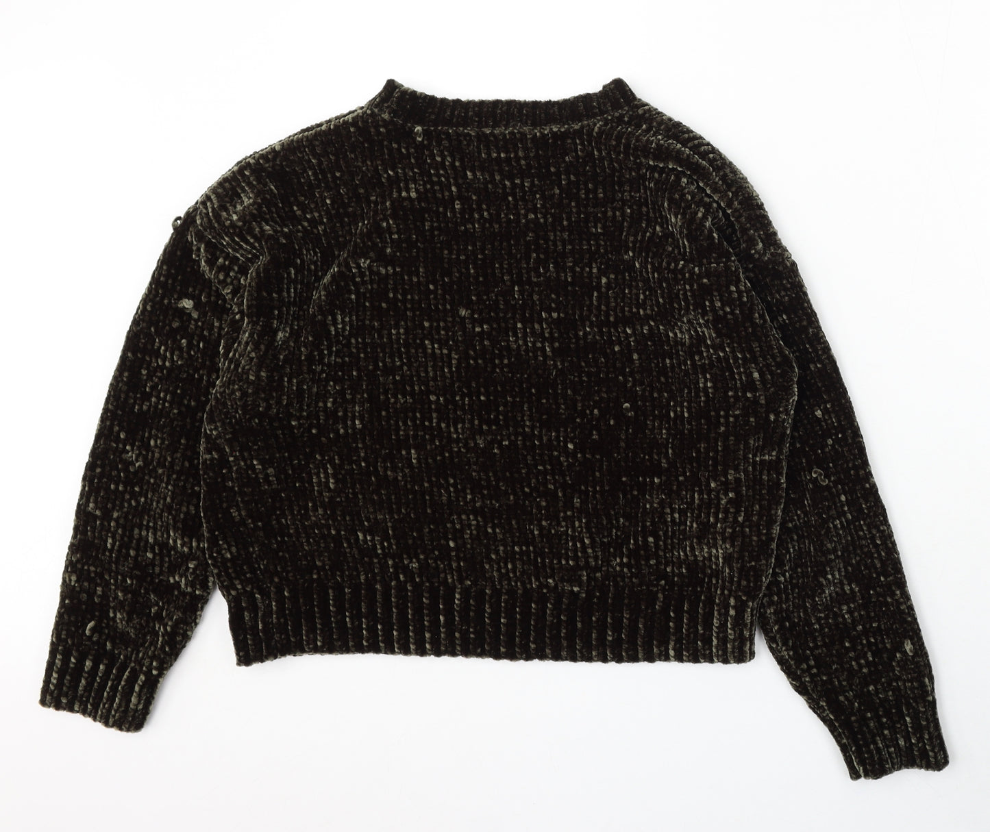 New Look Womens Green Round Neck Polyester Pullover Jumper Size M