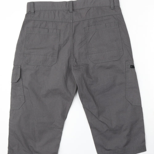 Easy Mens Grey Cotton Cargo Shorts Size 32 L16 in Regular Button - cropped