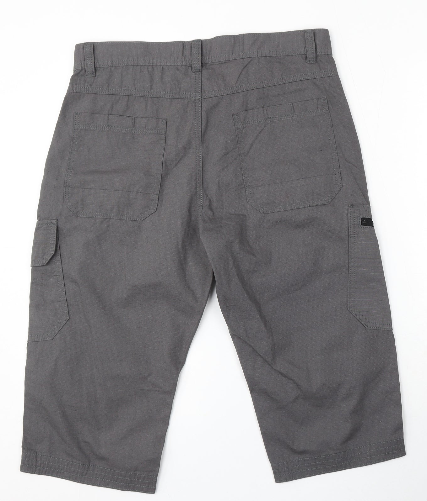 Easy Mens Grey Cotton Cargo Shorts Size 32 L16 in Regular Button - cropped