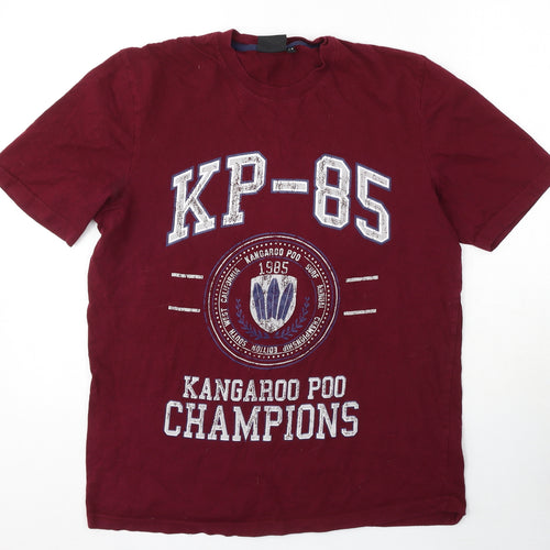Kangaroo Poo Mens Red Cotton T-Shirt Size M Round Neck