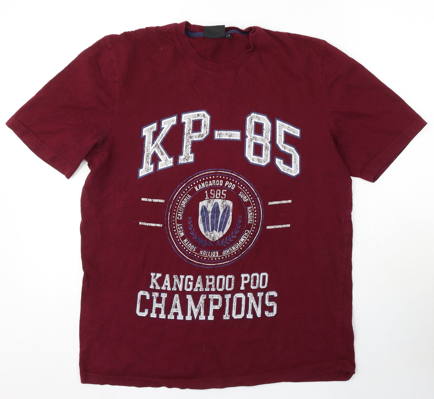 Kangaroo Poo Mens Red Cotton T-Shirt Size M Round Neck