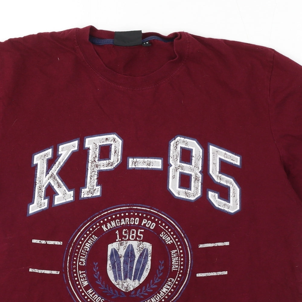 Kangaroo Poo Mens Red Cotton T-Shirt Size M Round Neck