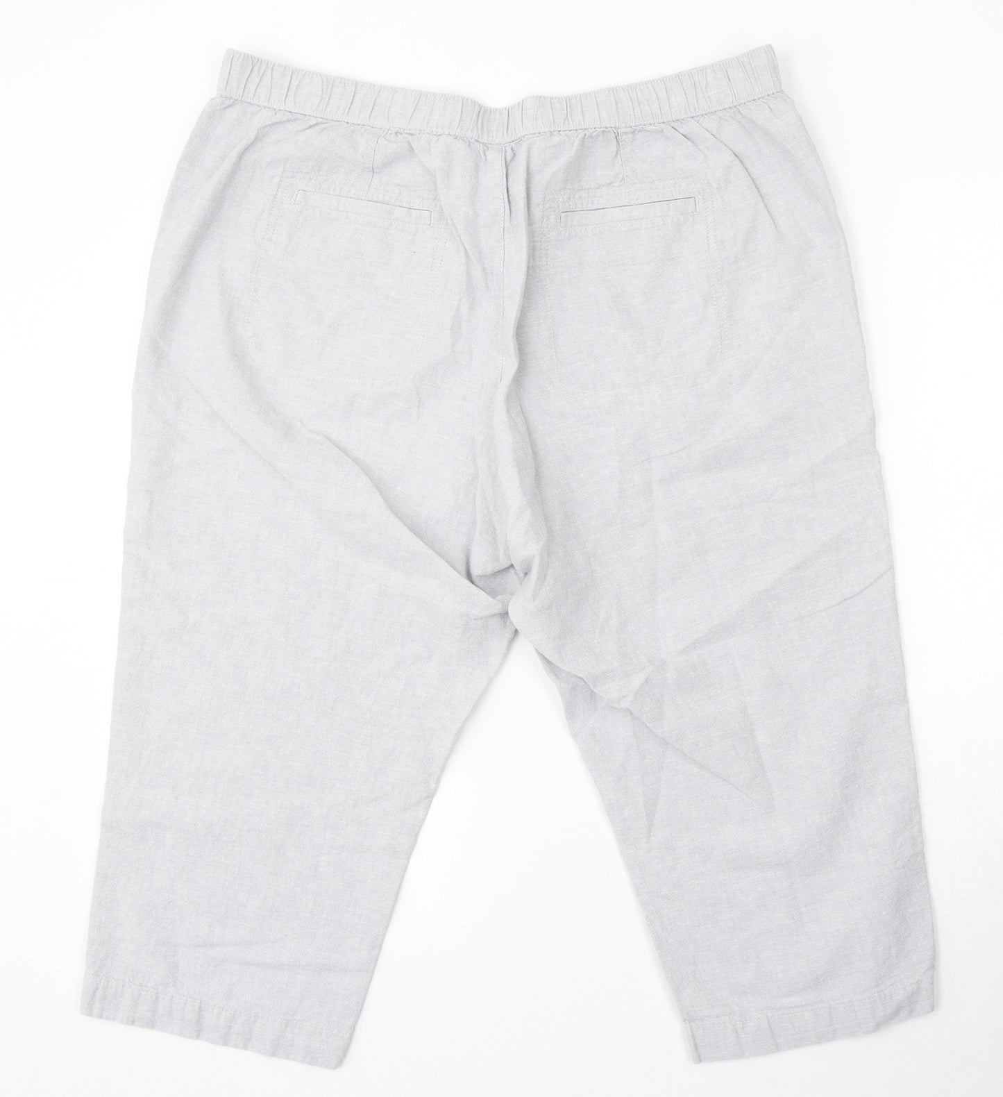Dunnes Womens Grey Cotton Capri Trousers Size 16 L22 in Regular Drawstring