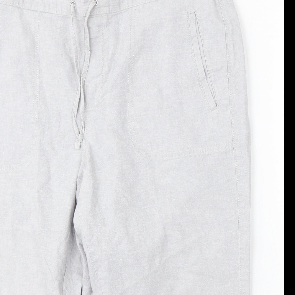 Dunnes Womens Grey Cotton Capri Trousers Size 16 L22 in Regular Drawstring