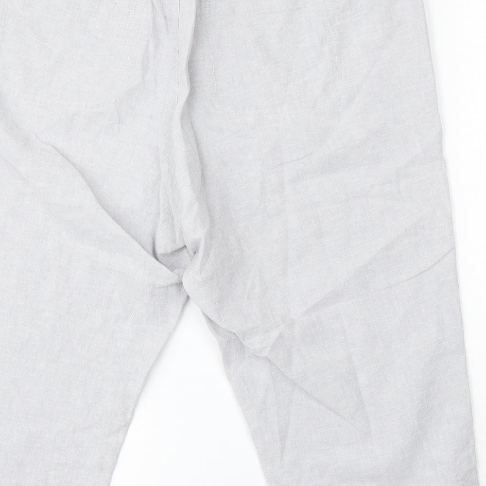 Dunnes Womens Grey Cotton Capri Trousers Size 16 L22 in Regular Drawstring