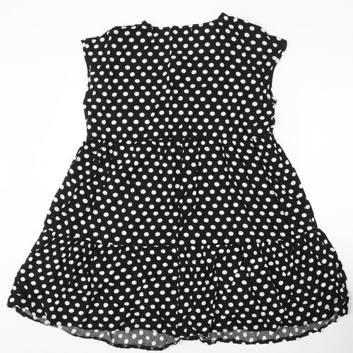 Mulaya Womens Black Polka Dot Viscose Skater Dress Size S Round Neck