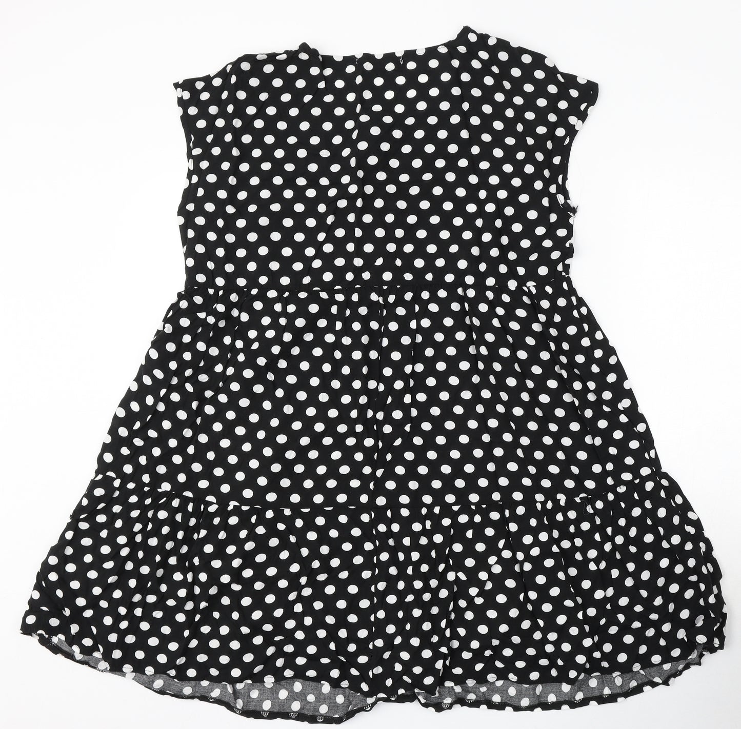 Mulaya Womens Black Polka Dot Viscose Skater Dress Size S Round Neck