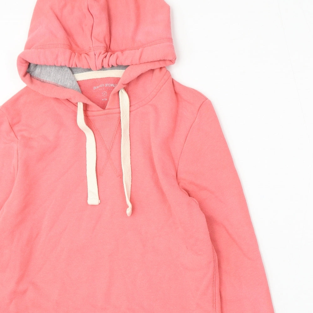 Dunnes Stores Womens Pink Cotton Pullover Hoodie Size 8 Drawstring
