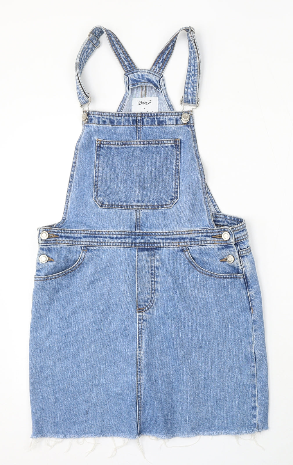 Denim & Co. Womens Blue Cotton Dungaree One-Piece Size 12 Button