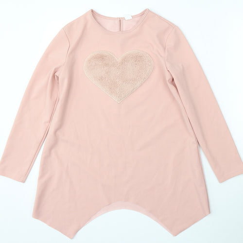 SheIn Girls Purple Polyester Basic Blouse Size 12-13 Years Round Neck - Heart