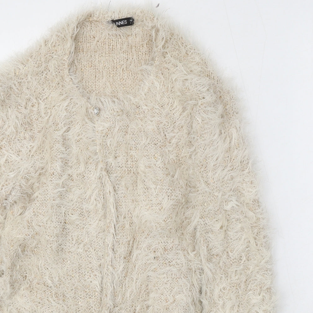 Dunnes Stores Womens Ivory Round Neck Polyester Cardigan Jumper Size L