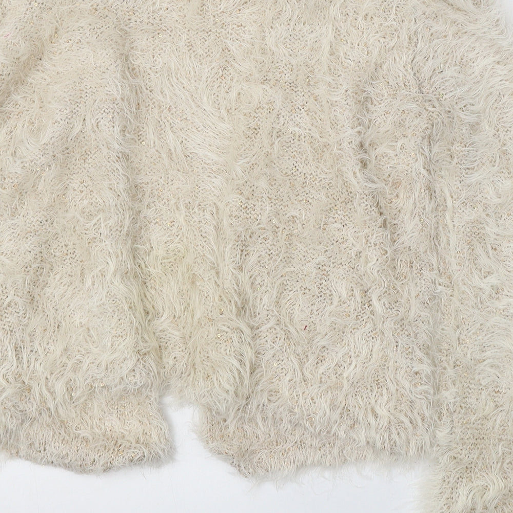 Dunnes Stores Womens Ivory Round Neck Polyester Cardigan Jumper Size L