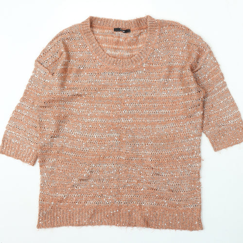 George Womens Pink Roll Neck Acrylic Pullover Jumper Size 14