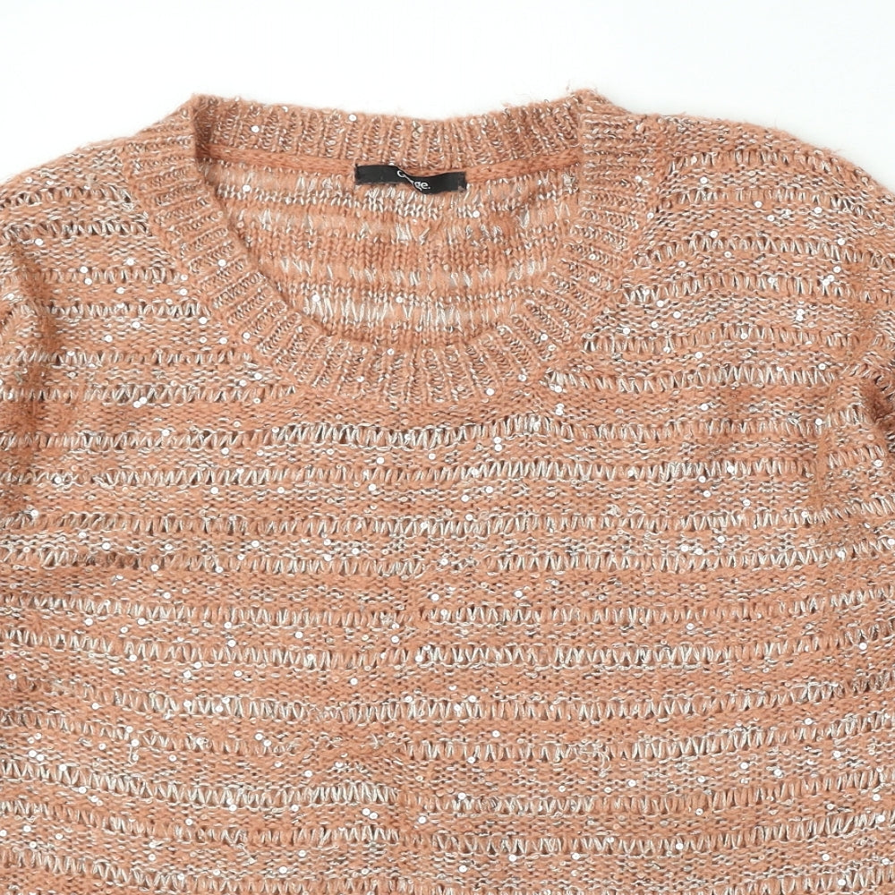 George Womens Pink Roll Neck Acrylic Pullover Jumper Size 14