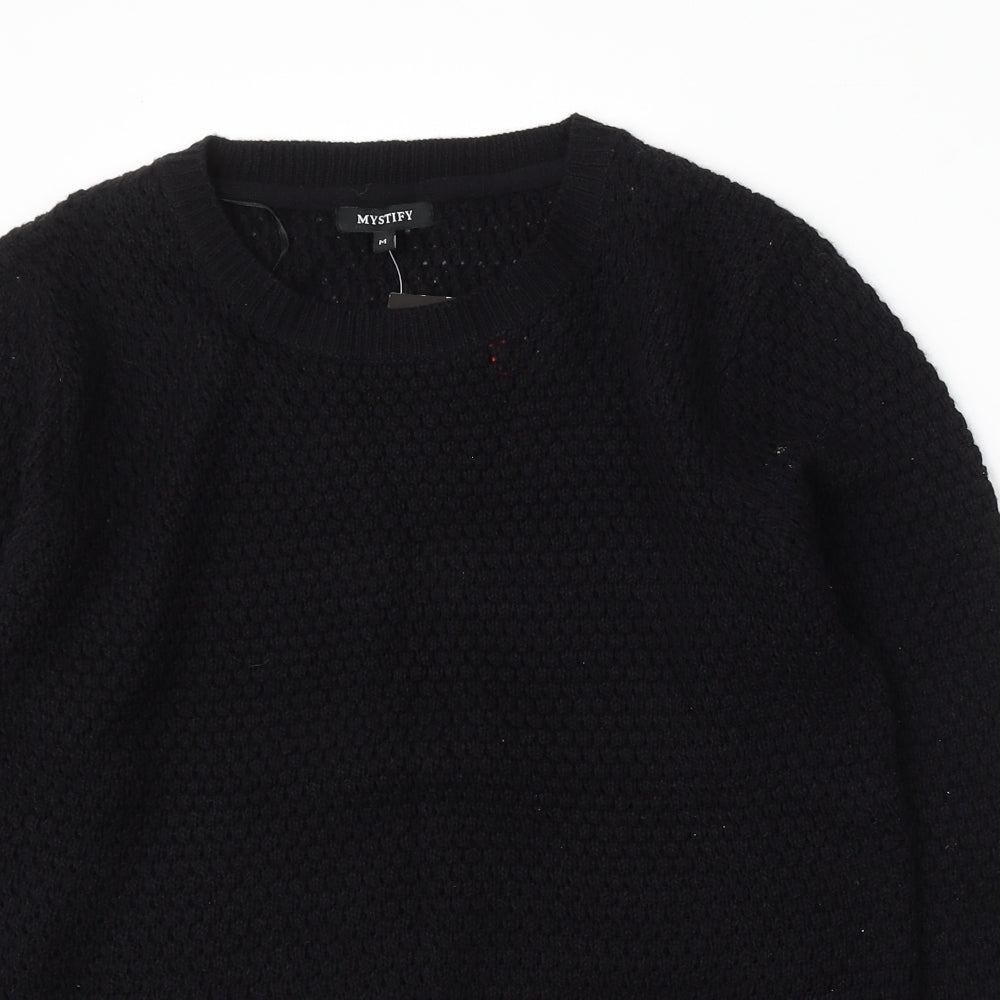 Mystify Womens Black Round Neck Polyester Pullover Jumper Size M