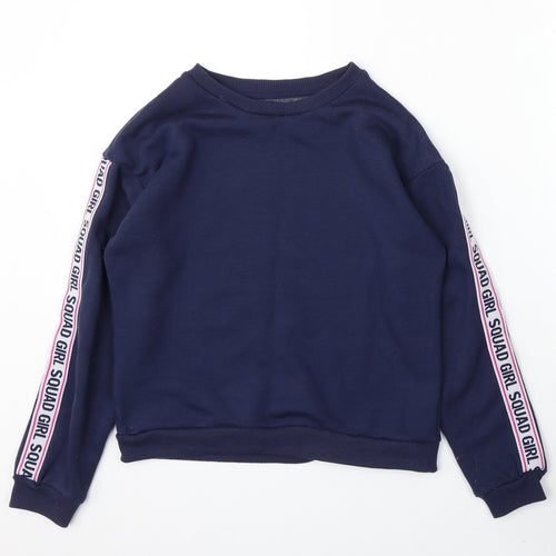 Dunnes Girls Blue Cotton Pullover Sweatshirt Size 12 Years - Girl Squad