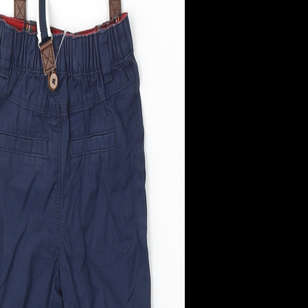 F&F Boys Blue Cotton Capri Trousers Size 12-18 Months Button - Suspenders