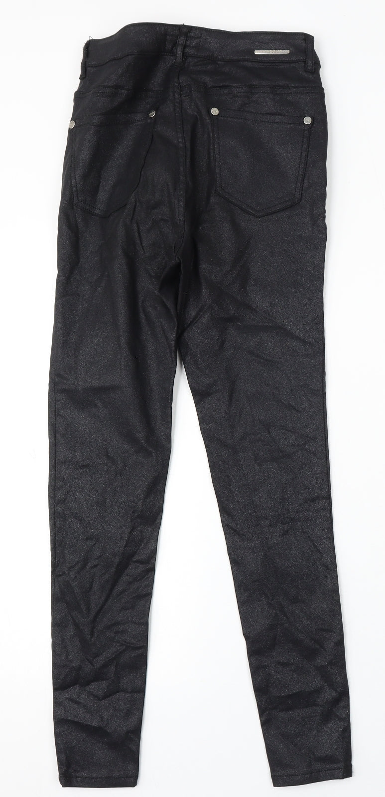 Lipsy Womens Black Polyurethane Skinny Jeans Size 8 L28 in Regular Button