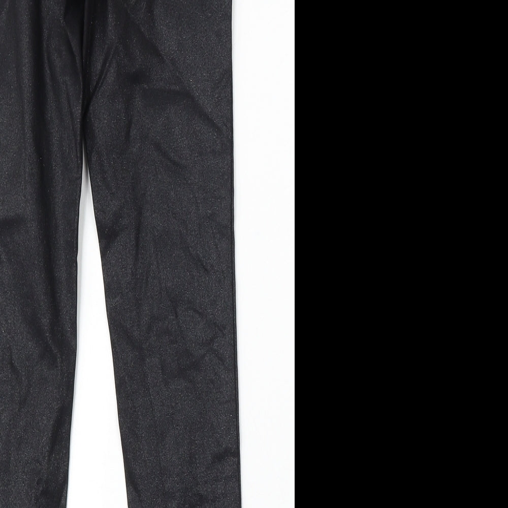 Lipsy Womens Black Polyurethane Skinny Jeans Size 8 L28 in Regular Button