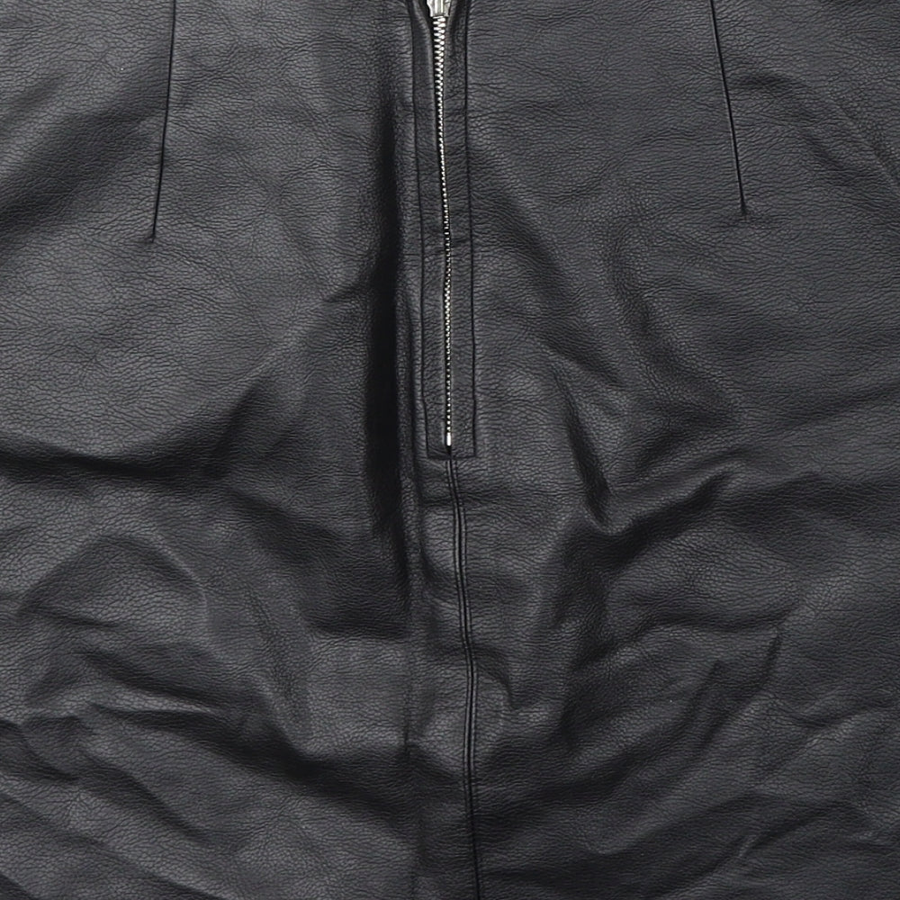 Atmosphere Womens Black Polyurethane A-Line Skirt Size 10 Zip