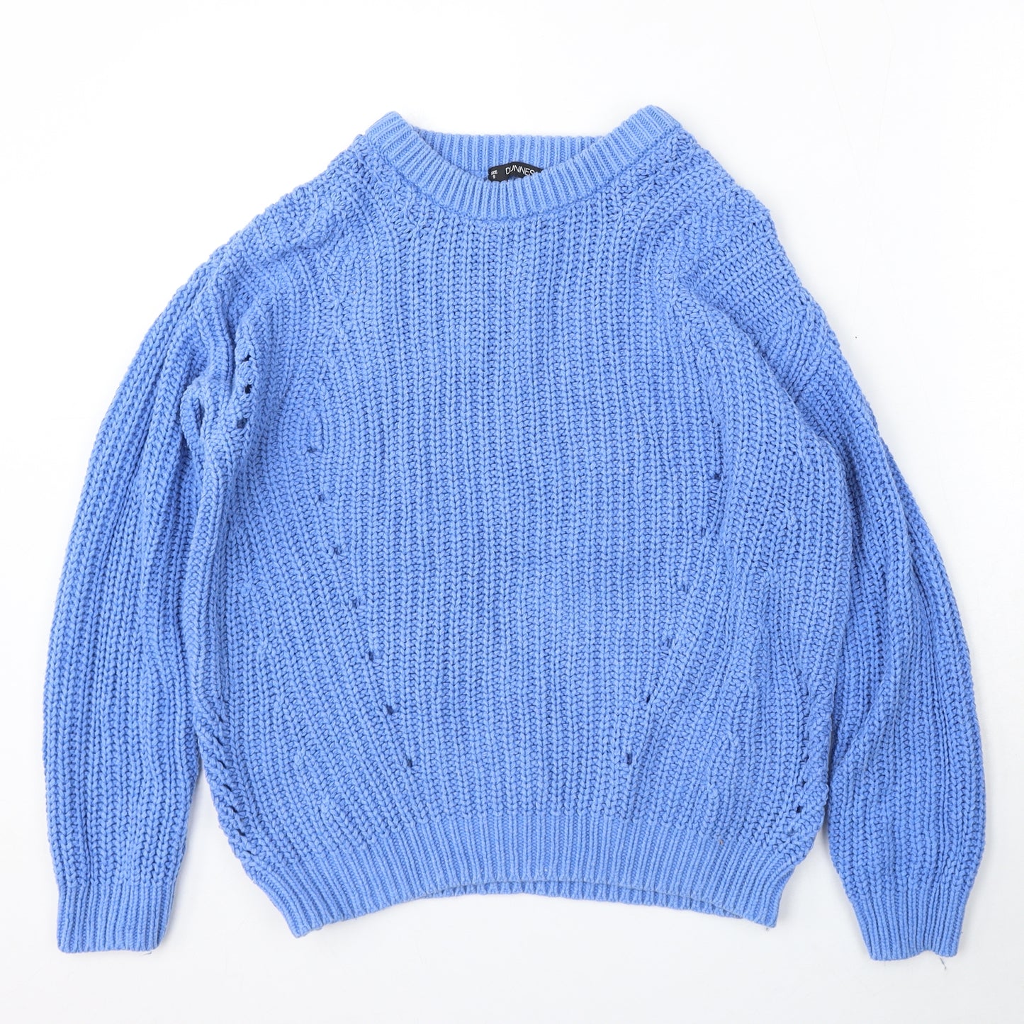 Dunnes Stores Womens Blue Round Neck Cotton Pullover Jumper Size S