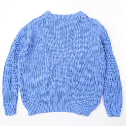 Dunnes Stores Womens Blue Round Neck Cotton Pullover Jumper Size S
