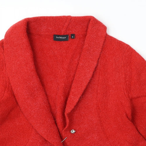 Inwear Womens Red V-Neck Nylon Cardigan Jumper Size S