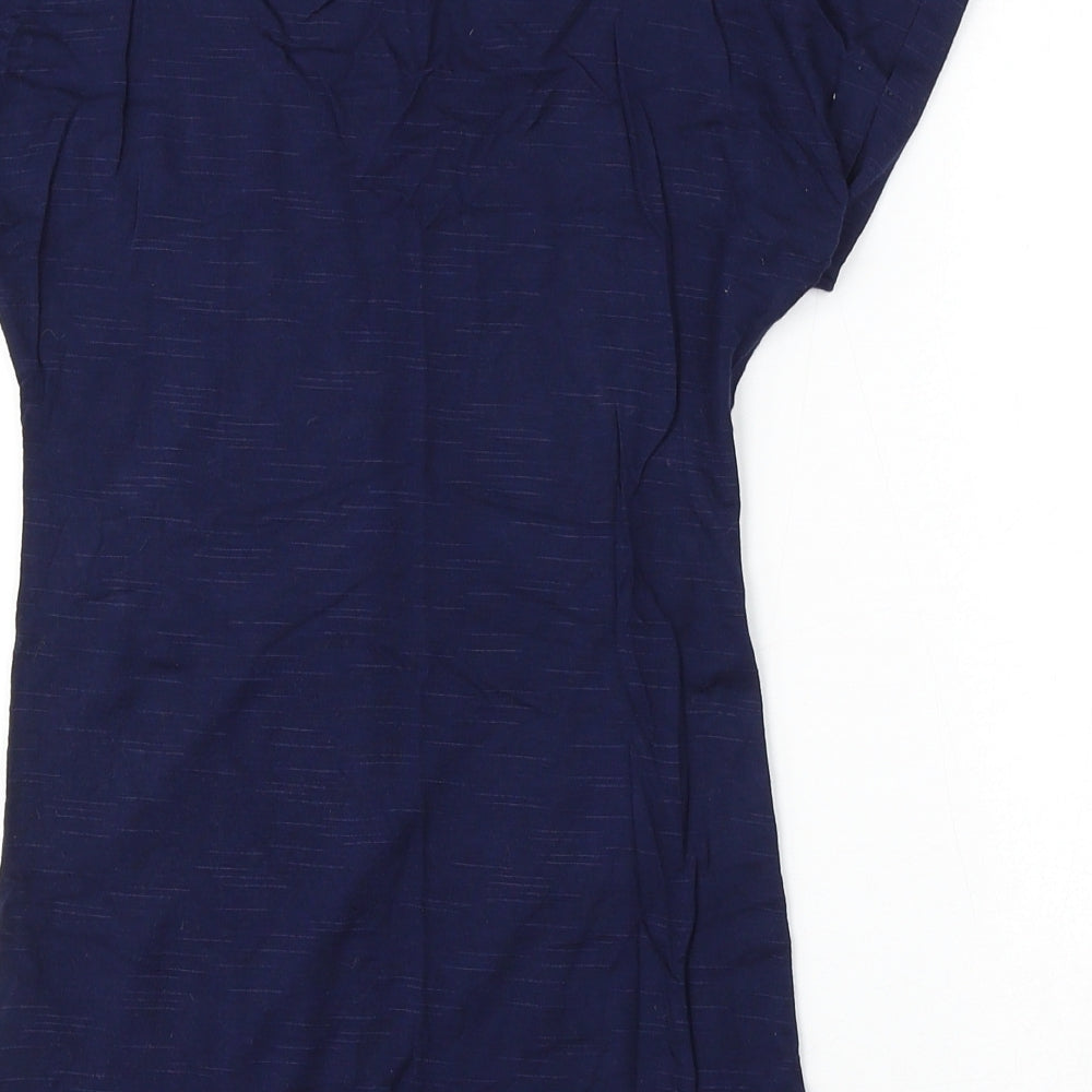Jane Norman Womens Blue Cotton Basic T-Shirt Size 10 Scoop Neck