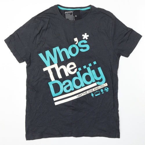 Urban Spirit Mens Grey Cotton T-Shirt Size M Round Neck - Who's the daddy