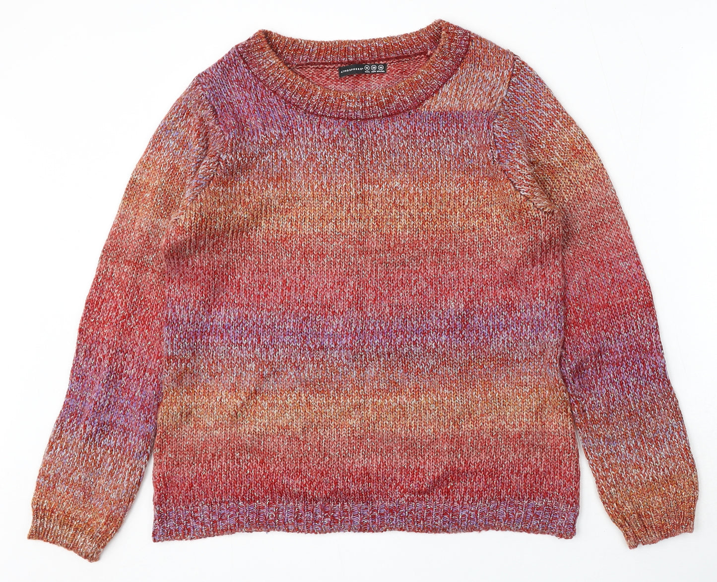 Atmosphere Womens Multicoloured Round Neck Striped Acrylic Pullover Jumper Size 10