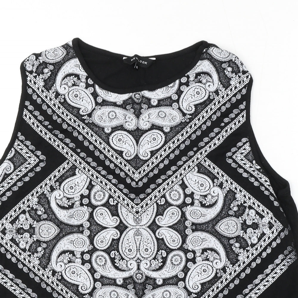 New Look Womens Multicoloured Geometric Viscose Basic Tank Size 16 Round Neck