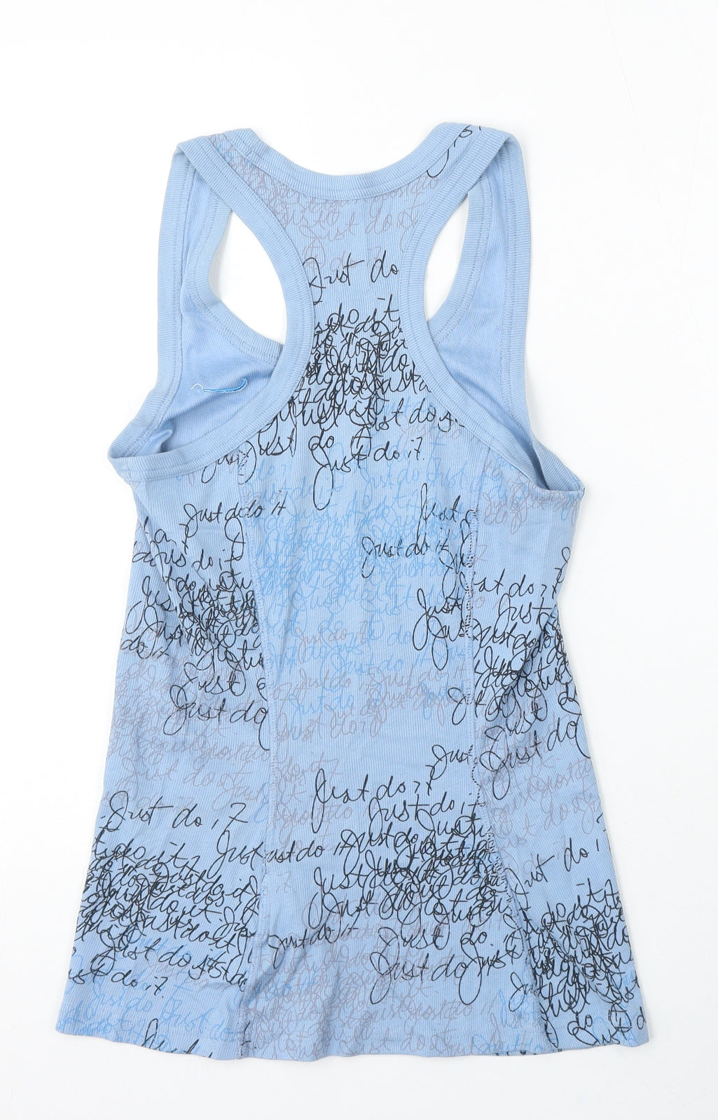 Nike Womens Blue Polyester Basic Tank Size S Round Neck