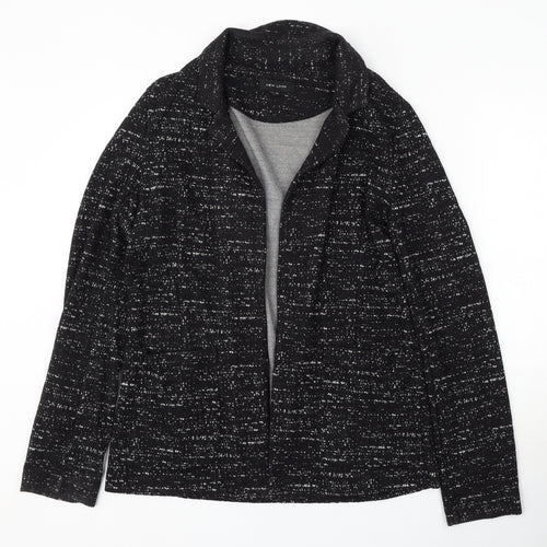 New Look Womens Black Collared Geometric Viscose Cardigan Jumper Size 12
