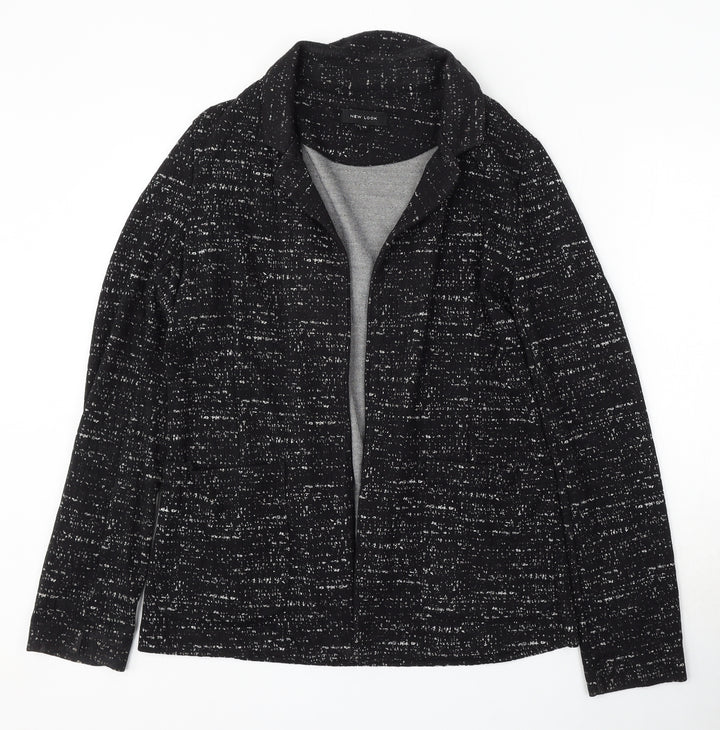 New Look Womens Black Collared Geometric Viscose Cardigan Jumper Size 12