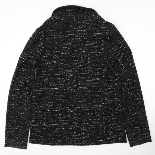 New Look Womens Black Collared Geometric Viscose Cardigan Jumper Size 12