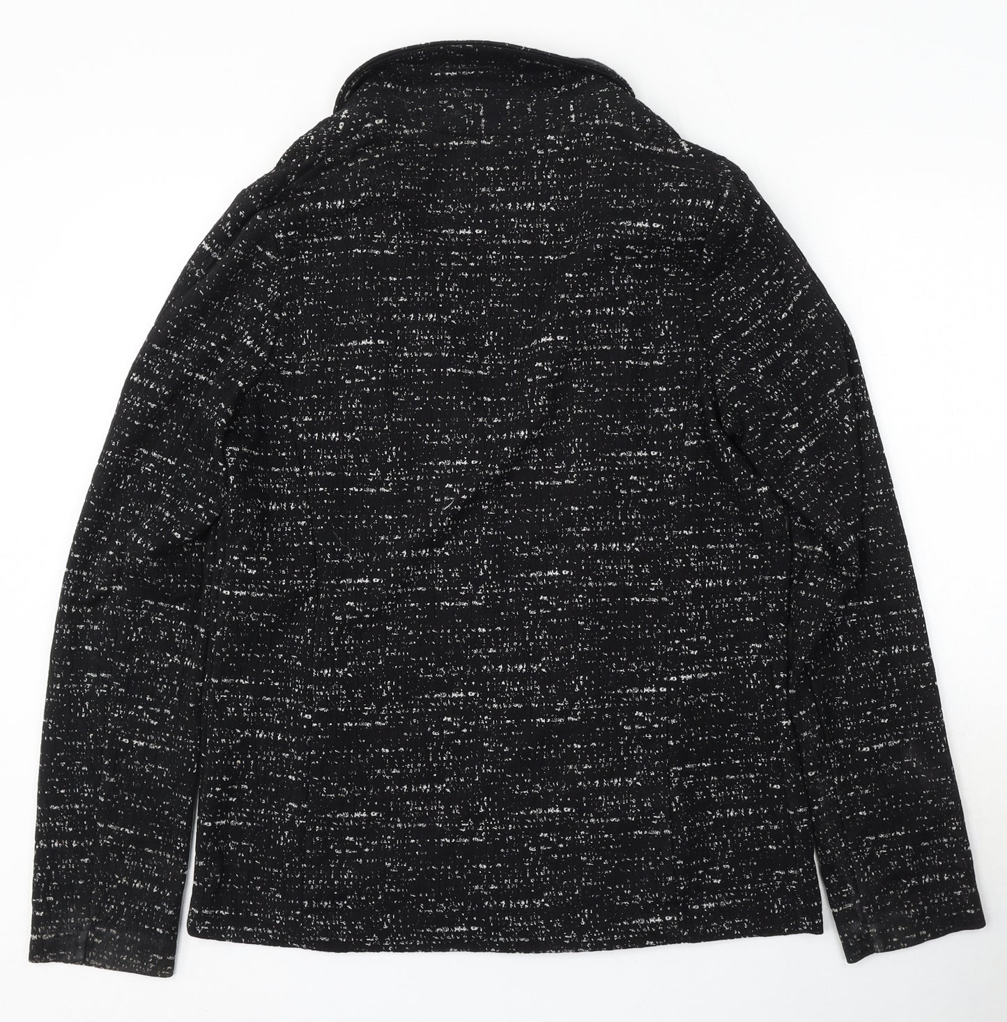 New Look Womens Black Collared Geometric Viscose Cardigan Jumper Size 12
