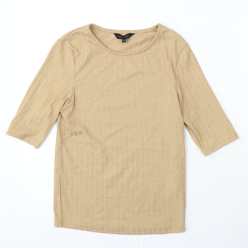 New Look Womens Beige Round Neck Polyester Pullover Jumper Size 8