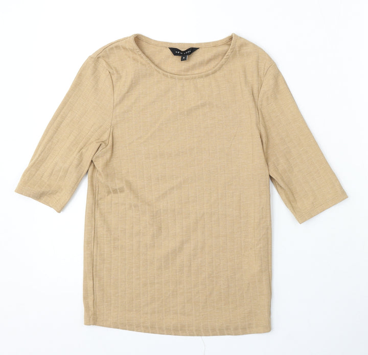 New Look Womens Beige Round Neck Polyester Pullover Jumper Size 8