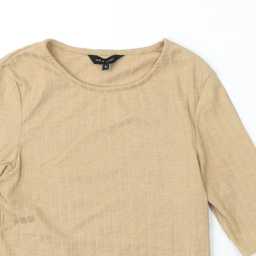 New Look Womens Beige Round Neck Polyester Pullover Jumper Size 8