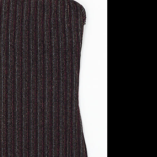 FOREVER 21 Womens Black Striped Polyester Bodycon Size S Round Neck
