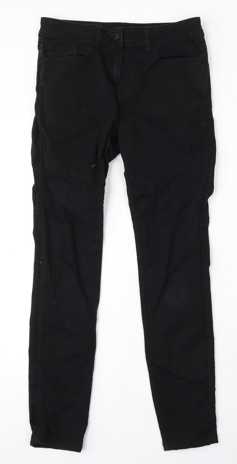 NEXT Womens Black Cotton Skinny Jeans Size 8 L28 in Regular Button