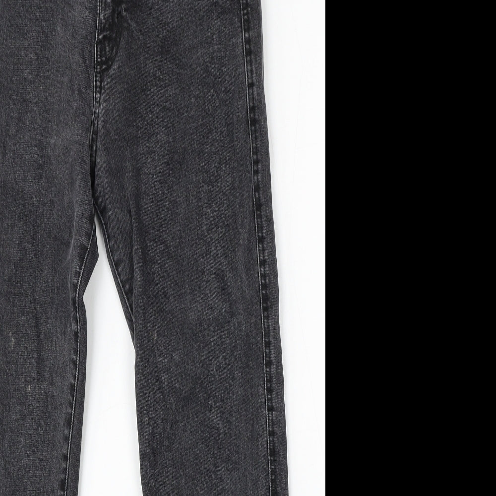 Pull&Bear Womens Grey Cotton Straight Jeans Size 8 L26 in Regular Button