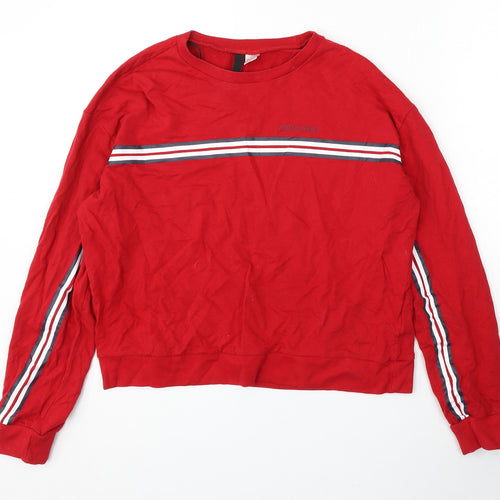 Divided by H&M Womens Red Striped Cotton Pullover Sweatshirt Size S - Original