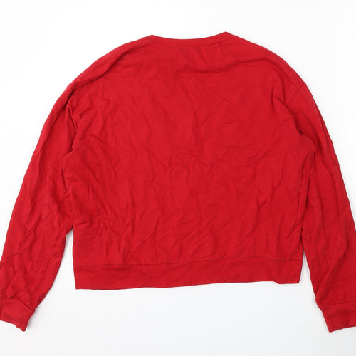 Divided by H&M Womens Red Striped Cotton Pullover Sweatshirt Size S - Original