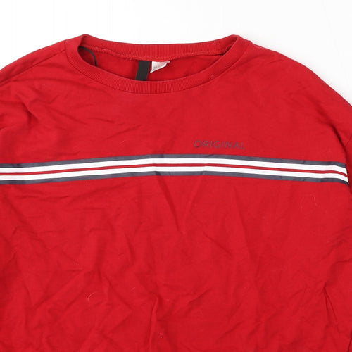 Divided by H&M Womens Red Striped Cotton Pullover Sweatshirt Size S - Original