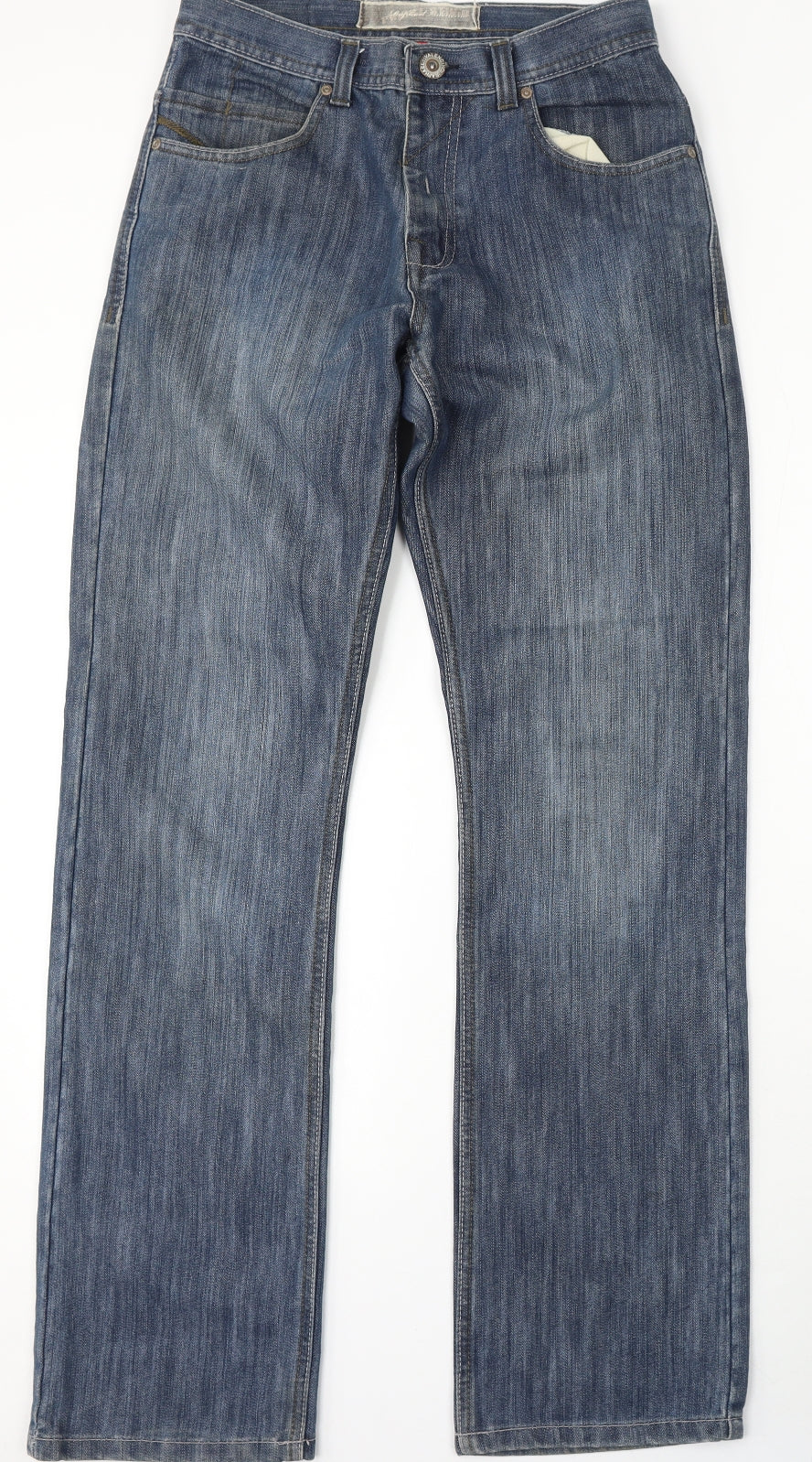 Raphael Valencino Mens Blue Cotton Straight Jeans Size 30 L30 in Regular Button
