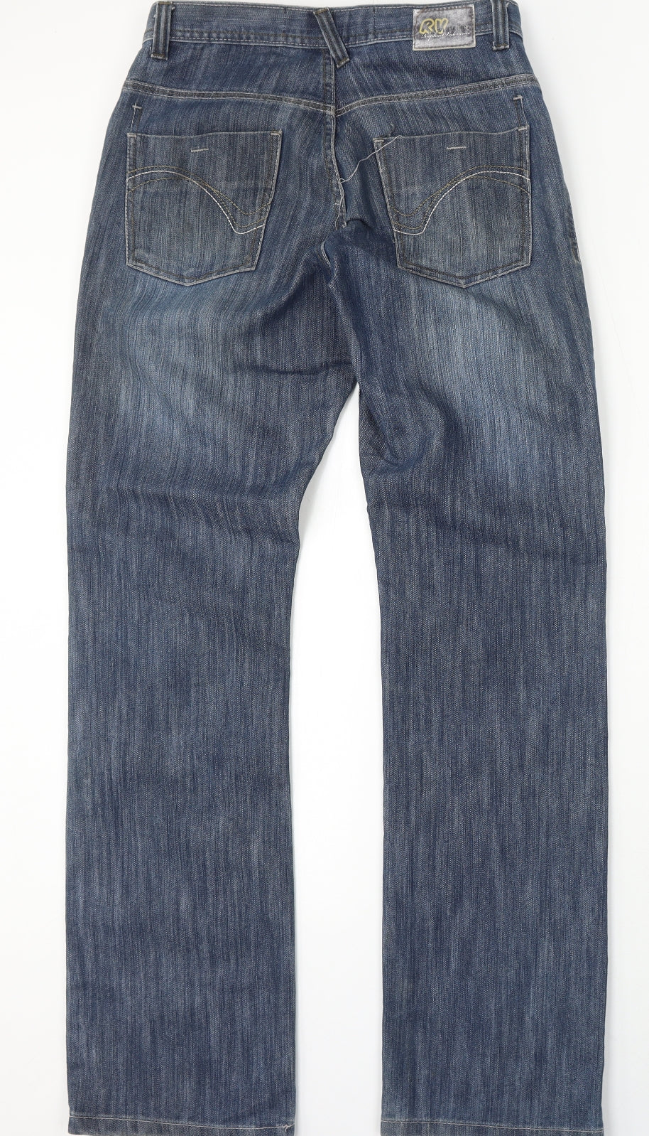 Raphael Valencino Mens Blue Cotton Straight Jeans Size 30 L30 in Regular Button