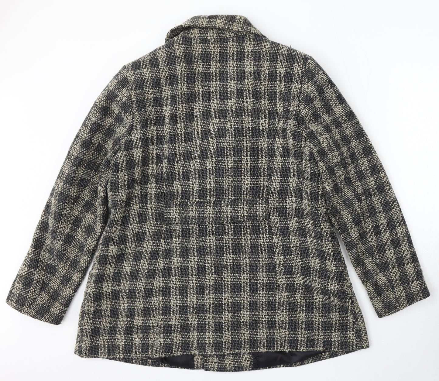 Bonmarché Womens Brown Check Pea Coat Coat Size 16 Button