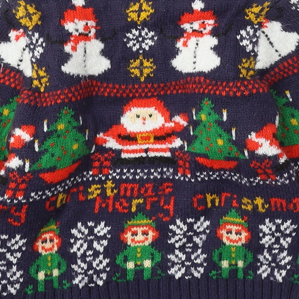 George Boys Blue Geometric Acrylic Pullover Jumper Size 18-24 Months - Christmas