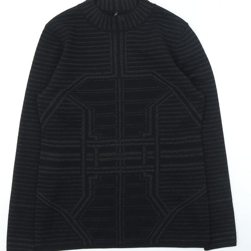 FreeQuent Womens Black High Neck Geometric Polyamide Pullover Jumper Size M